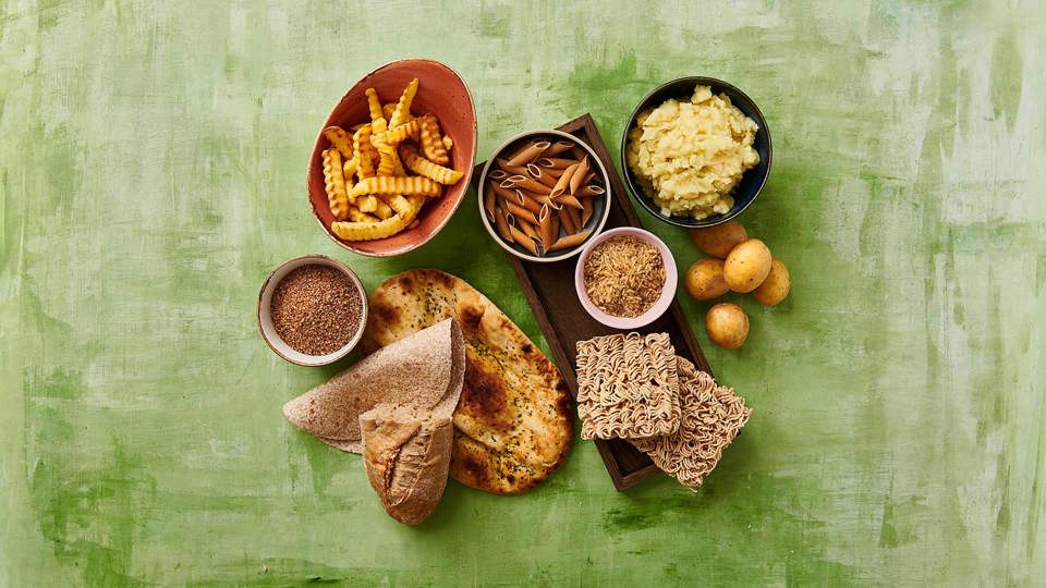Brød, ris, pasta, kartofler, nudler